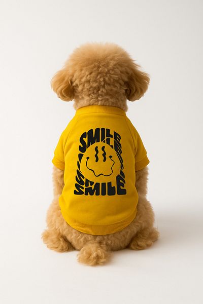MPZ Pets Yellow Smile Sweatshirt - Cat & Dog Outfit & Dress