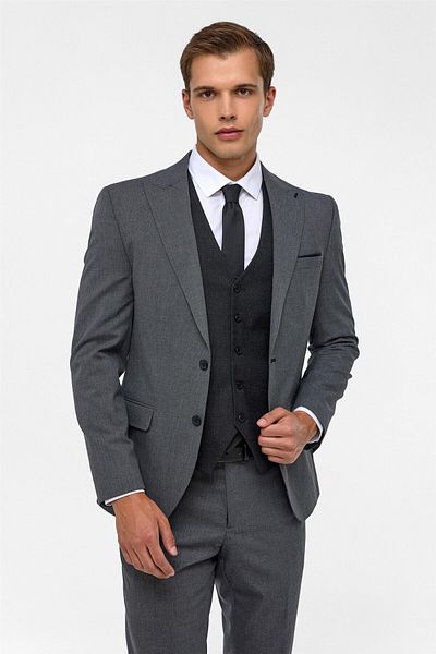 SÜVARİ Slim Fit Combination Black Suit
