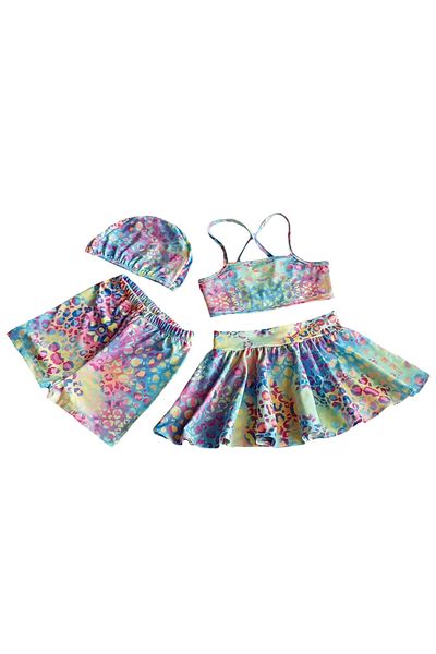 By Piera Girl's Quick Dry 4-Piece Bikini Swimsuit Set 86670