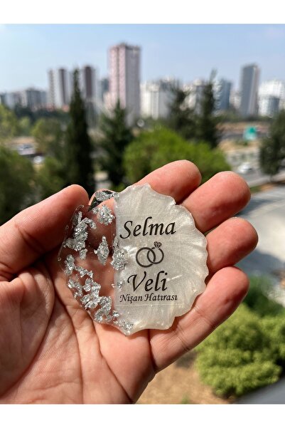 Uğur efendi şekerleme Epoksi Magnet 25 Adet Yüzüklü Nişan Magneti Nikah Magneti Söz Kına Magneti