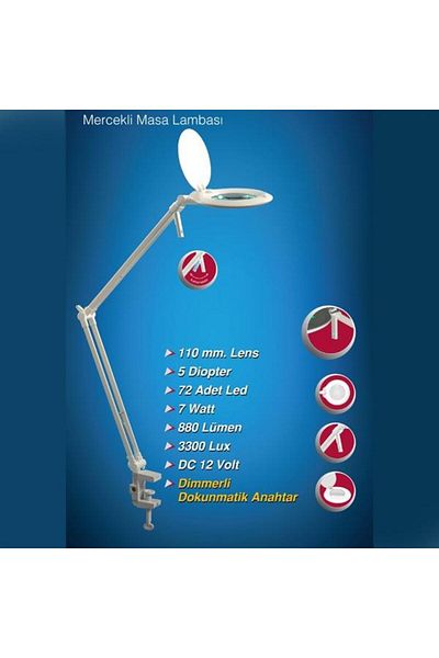 Class Mg-1805 Table Lamp with Lens 5X Table Top Magnifier Lens