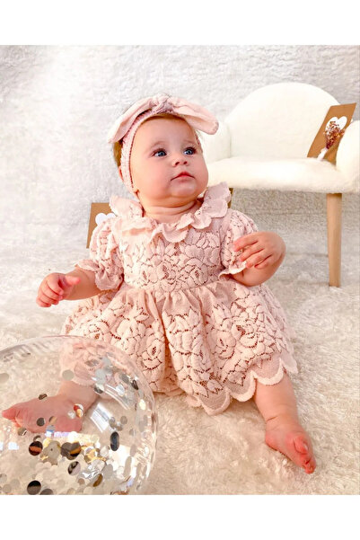 ALYRA Kız Bebek Zıbın Romper Elbise Kısa Kollu Çiçekli Doğum Günü Parti Düğün Özel Gün Bandanalı Kız Çocuk