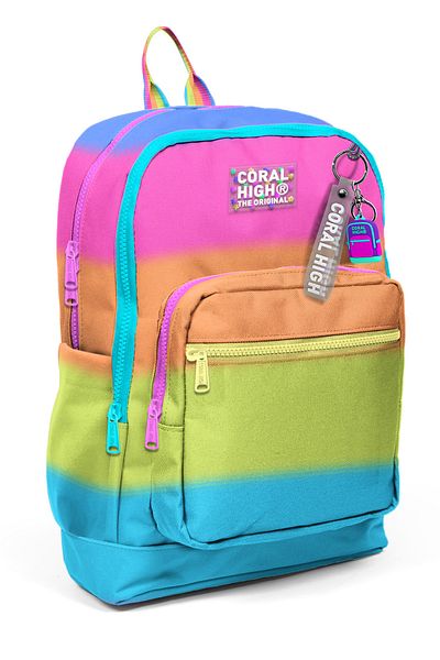 Coral High Kids Colorful Striped Four Compartment School Backpack 23770
