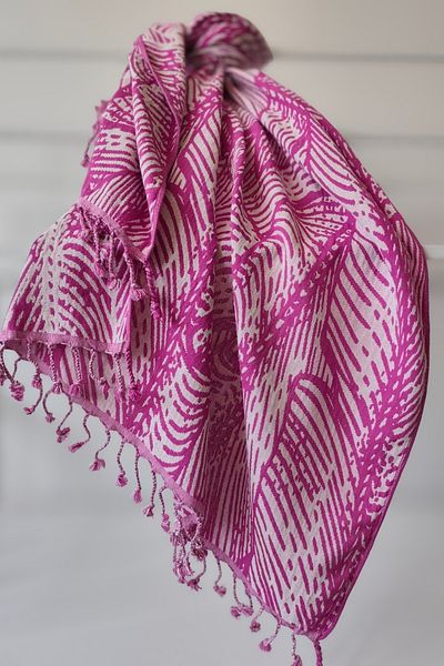 Sevim Prosop de plajă jacquard fucsia - Prosop din bumbac 100% cu uscare rapidă - 90x170 cm