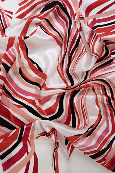 DELMARVOGUE Red Striped 100% Silk Scarf | Colorful Lightning