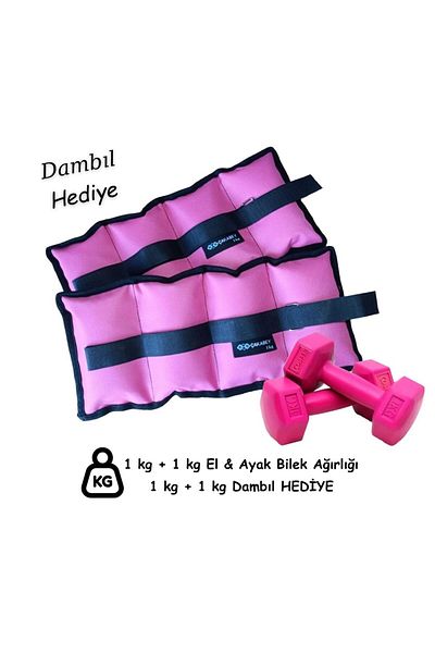 ÇAKABEY Hand-Foot Ankle Weight 1 kg X 1 kg (Total 2 kg) Pink. 1 kg X 1 kg Dumbbell Gift