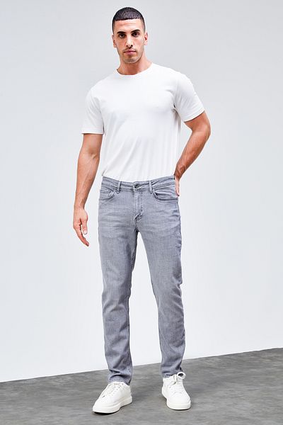 HALAT'S Men's Gray Regular Fit Lycra Jean Jeans