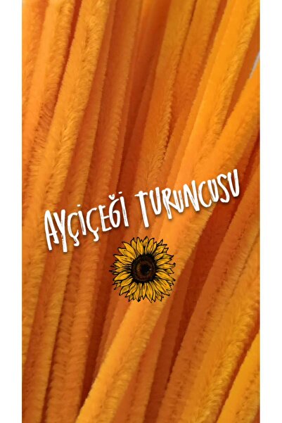 hobidaşım Şönil Ayçiçeği turuncusu Renk 30 cm 20 li 1 Paket Tüylü Tel Peluş T...