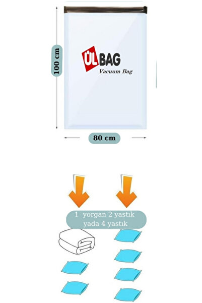 Beyyine Home Yüksek Kaliteli Vakumlu Saklama Poşet Seti (5 Adet 80 cm x 100 cm) Yorgan, Döşek, Battaniye, Elbise
