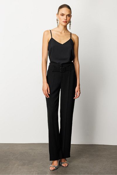 Moda İlgi Pantaloni cu dungi Modailgi cu paiete negre - 7032