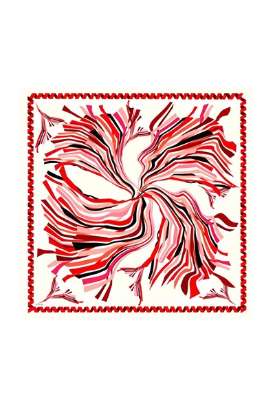 DELMARVOGUE Red Striped 100% Silk Scarf | Colorful Lightning