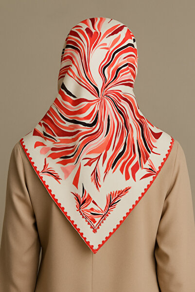 DELMARVOGUE Red Striped 100% Silk Scarf |   Colorful Lightning