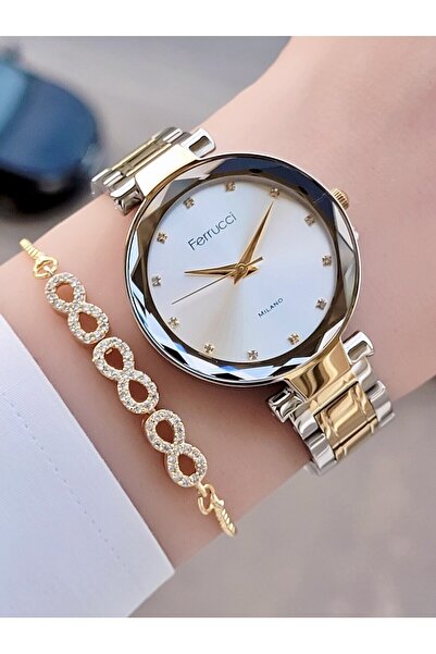 Ferrucci Altın Gümüş Renk Kadın Kol Saati