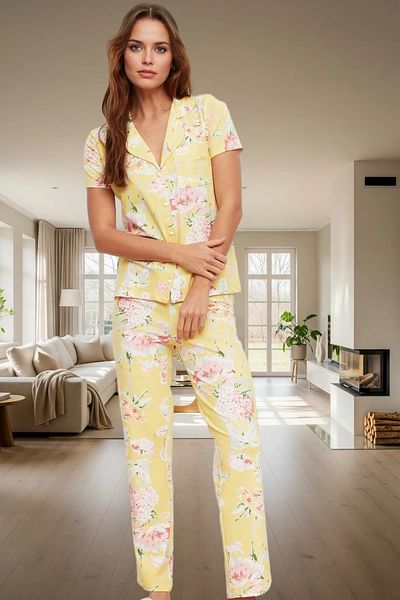 PayBuy Women's Floral Pattern Cotton Short Sleeve Pajamas Set Professional Appearance Carefully Selected