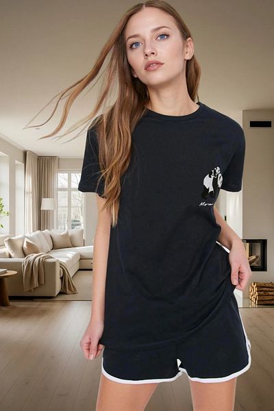PayBuy Women's Panda Printed Cotton Short Sleeve Pajamas Set Comfortable Summer Homewear Perfect Fit