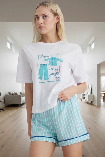 PayBuy Women's Cotton Regular Fit Short Sleeve Crew Neck Pajama Set Long Lasting Carefully Selected