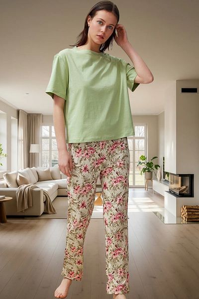 PayBuy Women's Short Sleeve Crew Neck Cotton Pajama Set Comfortable and Stylish Durable Material