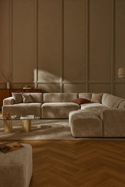 S Home Design Concept Molly Xl Köşe Koltuk Takımı Sag Kose Babyface, Kirik Beyaz 290x290 cm