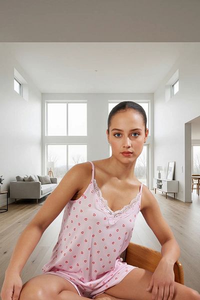 PayBuy Women's Heart Pajamas Set Thin Strap Tank Top Shorts Knitted Camisole Fabric Trend Design Modern Style