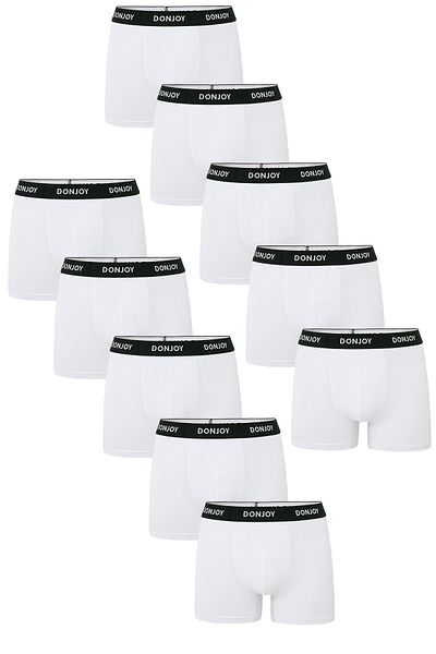 don joy Men's 10-Piece Cotton Combed Modal White Boxers with Elastic Waist