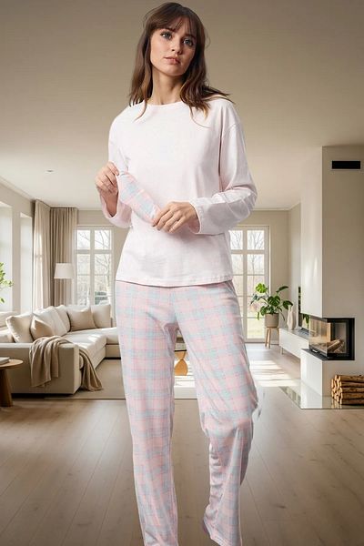 PayBuy Women's Comfortable Cotton Plaid Pajamas Set Long Sleeve Regular Fit Winter Season Professional Look