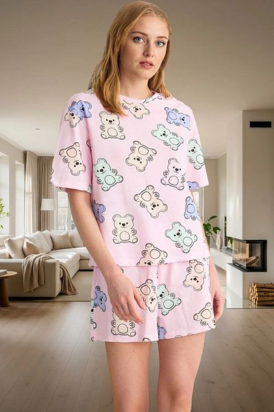 PayBuy Women's Teddy Bear Cotton Pajama Set Color Comfortable Fit Summer Trend Design Professional Look