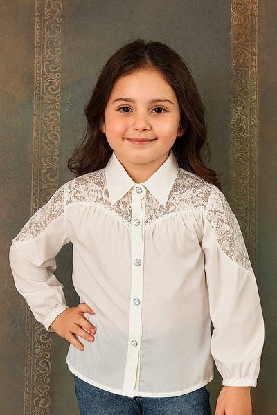 Elayza Cămașă albă cu garnitură din dantelă pentru fete / cămașă școală 313/314