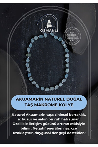 OSMANLI DOĞAL TAŞ Sertifikalı Aquamarin, Akuamarin Naturel Doğal Taş Makrome ...