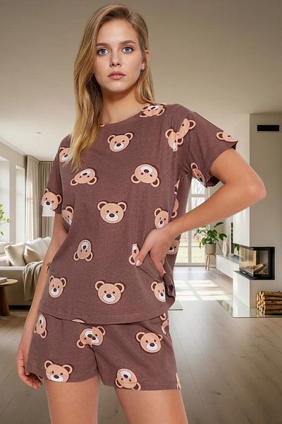 PayBuy Women's Teddy Bear Cotton Short Sleeve Pajamas Set Durable Material Trend Design