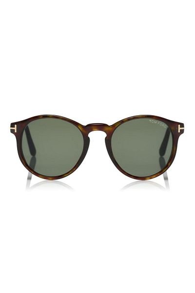 Tom Ford نظارات شمسية للجنسين Tf591 52n 51-20، إطار دائري من مادة الأسيتات باللون البني