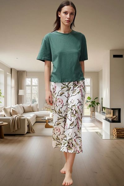 PayBuy Women's Floral Pajamas Set Comfortable Cotton Knitted Fabric Trend Design High Quality Modern Style