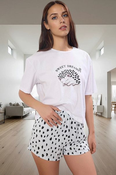 PayBuy Women's Short Sleeve Crew Neck Cotton Pajama Set Comfortable Cut High Quality