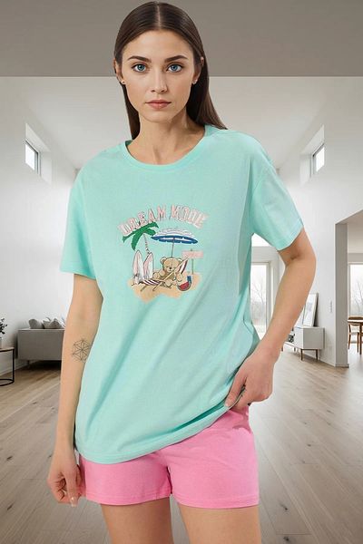 PayBuy Women's Summer Cotton Short Sleeve Crew Neck Pajama Set Special Design for Daily Use