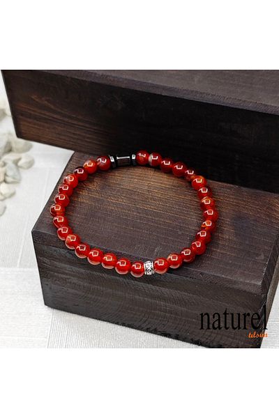 Naturel Tılsım Agate 6mm Natural Stone Unisex Bracelet