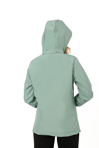 Montstop Γυναικείο αδιάβροχο πράσινο μέντας αδιάβροχο με κουκούλα - με επένδυση και τσέπες