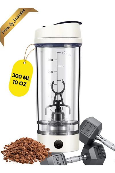 Prime by Javaudan Electric Protein Ultimate Mixer – USB Rechargeable, Waterproof 300ml for Pre-Workout, Gym, Fitness