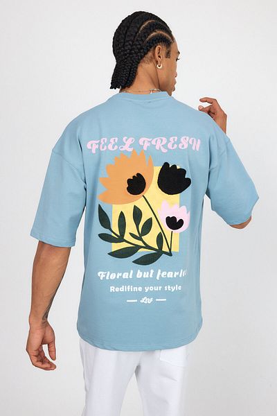 Weyeze Back Print and Embroidery Detailed T-Shirt Ag-Y36087Lns
