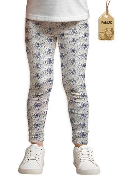 MK Mukko Kids Girls' Leggings - Gray Patterned Seasonal and Summer Lycra Long Comfortable Cotton Leggings