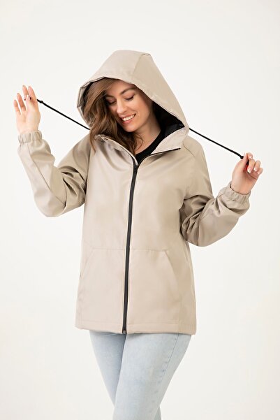 Firststops Sports Women's Stone Waterproof and Wind-Resistant Lined Hooded Raincoat - Windbreaker