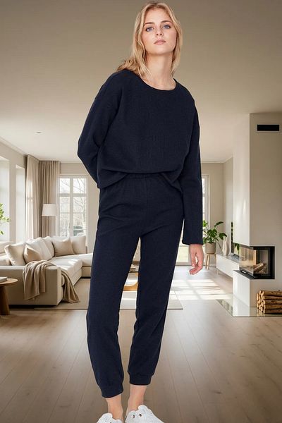 PayBuy Women's Winter Waffle Fabric Pajamas Set Regular Fit Cotton 2-Piece Set Comfortable Cut