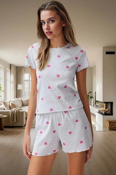 PayBuy Women's Heart Pajama Set Short Sleeve Regular Fit Summer Comfortable Carefully Selected