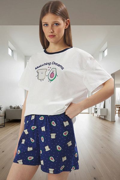 PayBuy Women's Summer Cotton Pajama Set Regular Fit Avocado Patterned Distinguished Material Perfect Fit