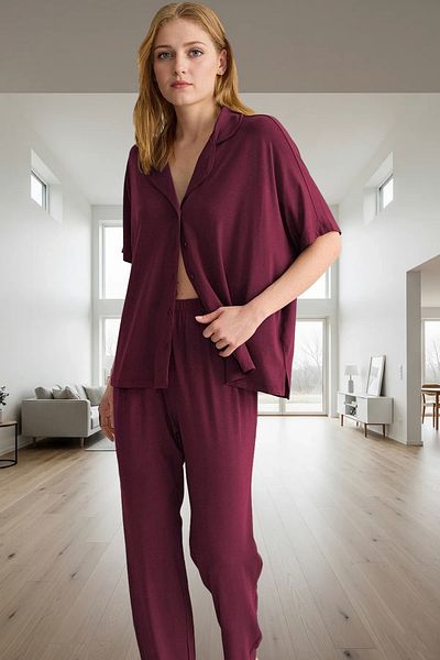 PayBuy Women's Comfortable Fit Viscose Single Jersey Knitted Pajama Set Distinguished Material Trend Design