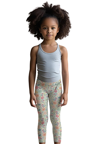 MK Mukko Kids Children's Leggings - Seasonal Comfortable Lycra Cotton Anti-Sweat Long Girls' Leggings with Floral Design