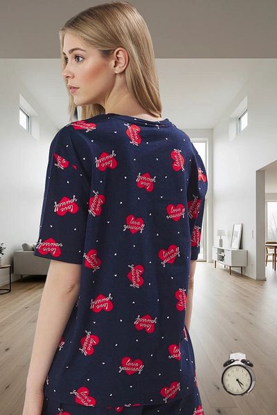 PayBuy Women's Short Sleeve Crew Neck Cotton Pajama Set Comfortable and Stylish Long-Lasting for Daily Use