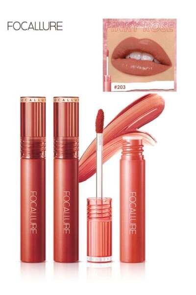 Focallure ملمع شفاه جيلي كلير لامع وندي يدوم طويلاً #203 وردي وردي