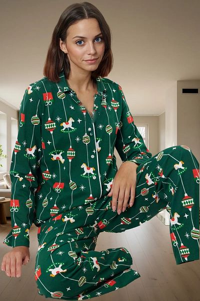 PayBuy Women's New Year's Patterned Cotton Pajama Set Comfortable Cut High Quality Professional Appearance