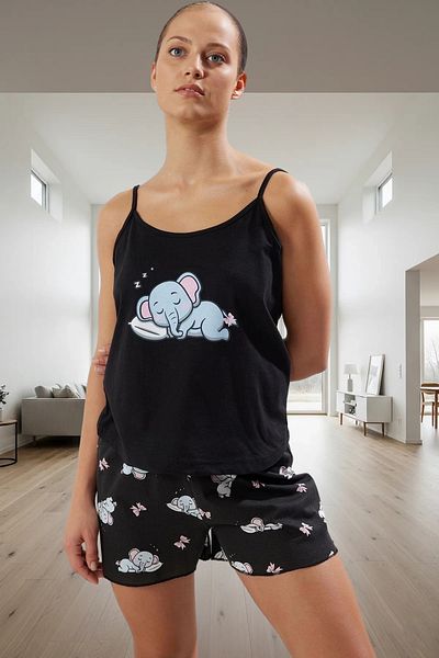 PayBuy Women's Summer Cotton Pajama Set Elephant Pattern Regular Fit Professional Appearance Elegant Design