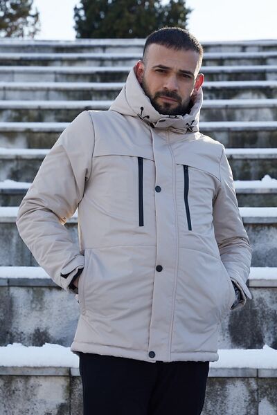 Firststops Spor Erkek Taş Polarlı Kürklü Su Ve Rüzgar Geçirmez Kapüşonlu  Mont    Parka