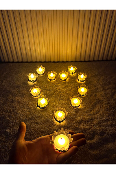 Mortex Siyah Ledli Kına El Mumu 12 Adet – Tealight, Düğün, Sünnet, Nedime, Br...